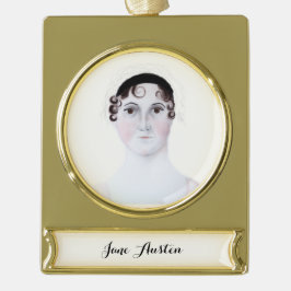 Jane Austen Gold Banner Ornament. Banner-Ornament Gold