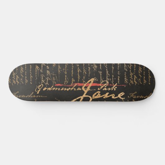 Jane Austen Handwriting Skateboard (Horizontal)