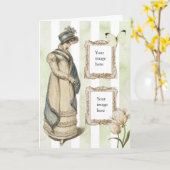 Jane Austen inspirierte Vintages blau gestreiftes Karte (Gelbe Blume)