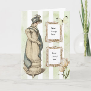 Jane-Austen-inspiriertes vintage blau gestreiftes Karte