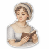 Jane Austen lesend Aufkleber (Vorderseite)