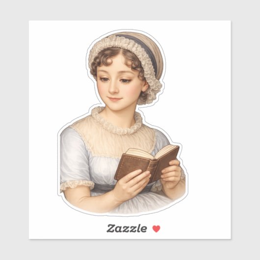 Jane Austen lesend Aufkleber (Blatt)