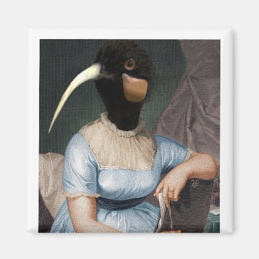 Jane Austen mit Vogelkopf Magnet (Vorne)