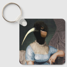 Jane Austen mit Vogelkopf Schlüsselanhänger