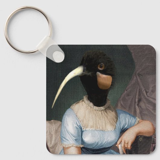 Jane Austen mit Vogelkopf Schlüsselanhänger (Vorderseite)