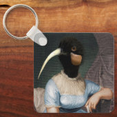 Jane Austen mit Vogelkopf Schlüsselanhänger (Vorderseite)