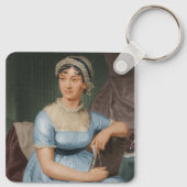 Jane Austen mit Vogelkopf Schlüsselanhänger (Rückseite)