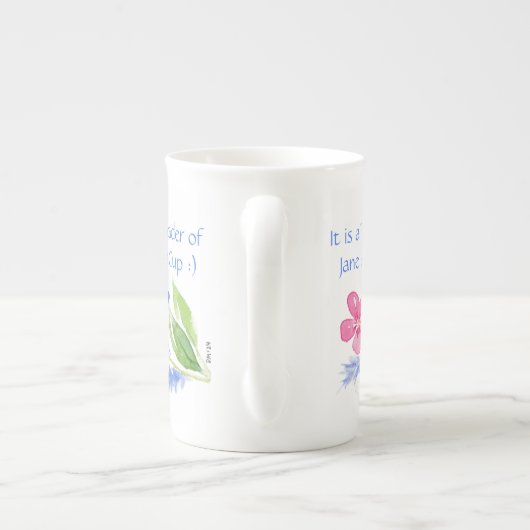 Jane Austen Motto Floral BONE CHINA Porzellantasse (Rückseite)