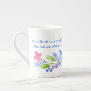 Jane Austen Motto Floral FEINSTEINZEUG Porzellantasse