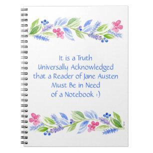 Jane Austen Motto Floral Spiral Notizblock