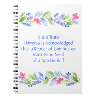 Jane Austen Motto Floral Spiral Notizblock