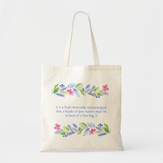 Jane Austen Motto Floral Tragetasche (Vorne)