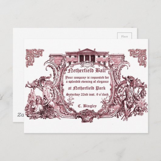 Jane Austen: Netherfield Ball Einladungskarten (Vorne/Hinten)