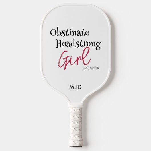 Jane Austen Obstinate Headstrong Girl Monogram Pickleball Schläger (Vorderseite)