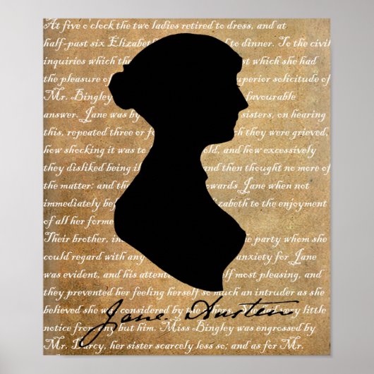 Jane Austen Page Silhouette Poster (Vorne)