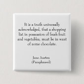 Jane Austen Paraphrasierte Einkaufstasche Button (Vorderseite)
