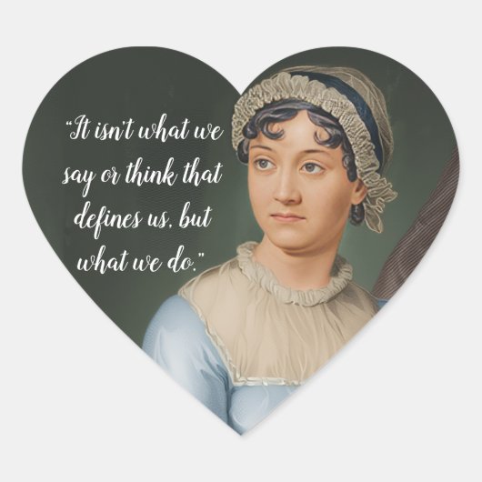 Jane Austen portrait and quote Herz-Aufkleber (Vorderseite)