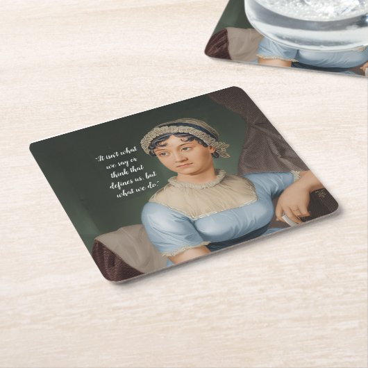 Jane Austen portrait and quote Rechteckiger Pappuntersetzer (angewinkelt)