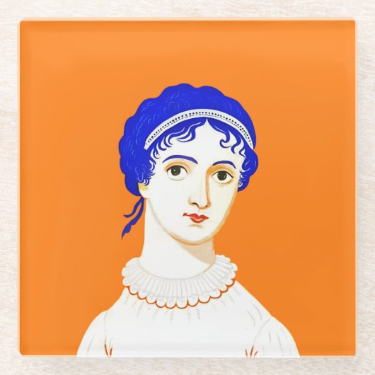 Jane Austen Portrait - Design Illustration Glasuntersetzer (Vorderseite)