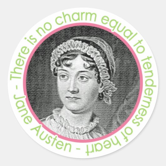 Jane Austen Portrait mit Angebotsklebern Runder Aufkleber (Vorderseite)