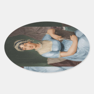 Jane Austen Portrait Oval Sticker
