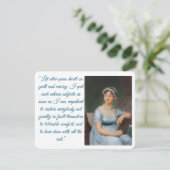 Jane Austen portrait plus quote (blue) Folded Card RSVP Karte (Stehend Vorderseite)