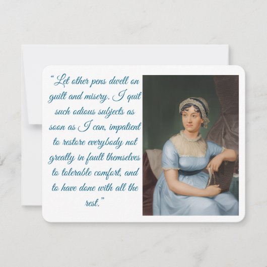 Jane Austen portrait plus quote (blue) Folded Card RSVP Karte (Vorderseite)