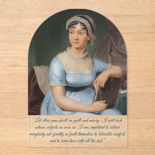 Jane Austen portrait + quote (Blue) Acryleinladungen (Vorderseite)