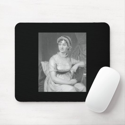 Jane Austen Portrait Schwarz-weiß und Gray Mousepad (Mit Mouse)