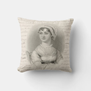 Jane Austen Portrait und Manuskript Kissen