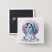 Jane Austen Portrait und Signature Pink Button (Vorne & Hinten)