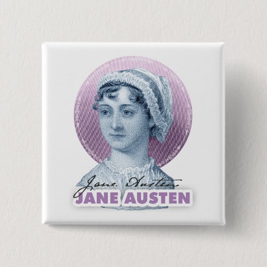 Jane Austen Portrait und Signature Pink Button (Vorderseite)