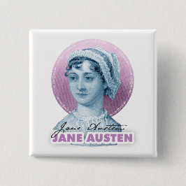 Jane Austen Portrait und Signature Pink Button