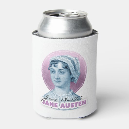 Jane Austen Portrait und Signature Pink Dosenkühler (Kanne Vorderseite)