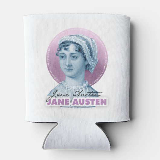 Jane Austen Portrait und Signature Pink Dosenkühler (Rückseite)