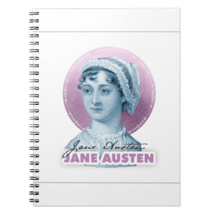 Jane Austen Portrait und Signature Pink Notizblock