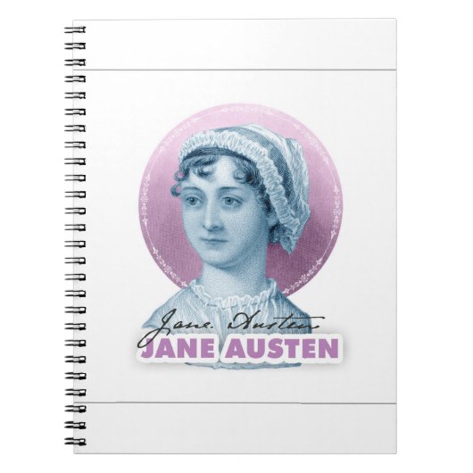 Jane Austen Portrait und Signature Pink Notizblock (Vorderseite)