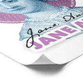 Jane Austen Portrait und Signature Pink Poster (Ecke)
