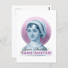 Jane Austen Portrait und Signature Pink Postkarte