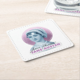 Jane Austen Portrait und Signature Pink Rechteckiger Pappuntersetzer