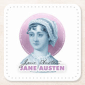 Jane Austen Portrait und Signature Pink Rechteckiger Pappuntersetzer (Vorderseite)