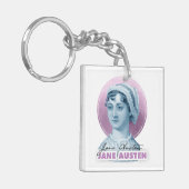 Jane Austen Portrait und Signature Pink Schlüsselanhänger (Vorderseite links)