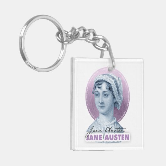 Jane Austen Portrait und Signature Pink Schlüsselanhänger (Vorderseite links)