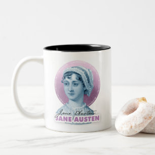 Jane Austen Portrait und Signature Pink Zweifarbige Tasse