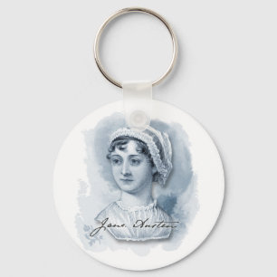 Jane Austen Portrait und Signature Schlüsselanhänger