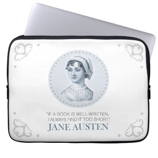 Jane Austen Portrait und Zitat zum Lesen Laptopschutzhülle (Vorderseite)