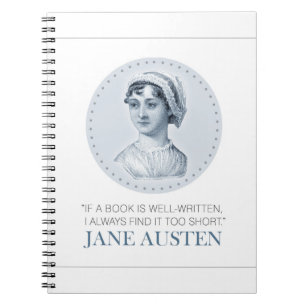 Jane Austen Portrait und Zitat zum Lesen Notizblock