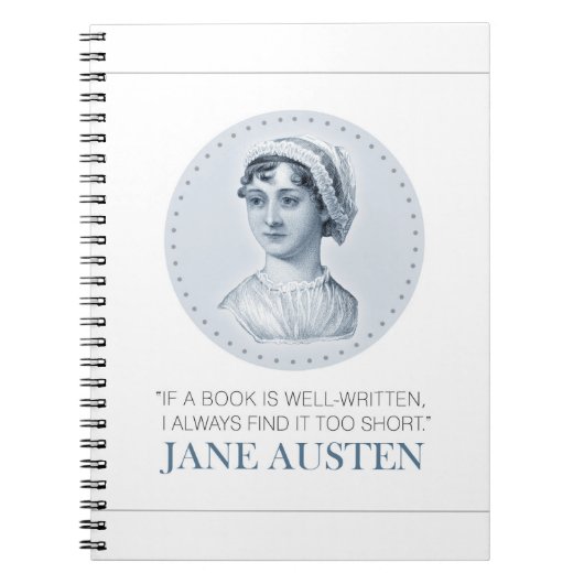 Jane Austen Portrait und Zitat zum Lesen Notizblock (Vorderseite)