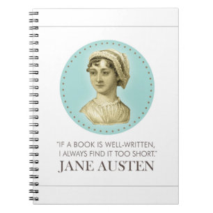 Jane Austen Portrait und Zitat zum Lesen Notizblock