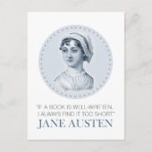 Jane Austen Portrait und Zitat zum Lesen Postkarte (Vorderseite)